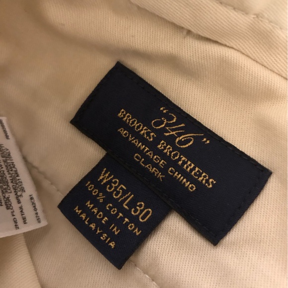 Brooks Brothers Pants Mens 35x30 Advantage Chino Clark Beige Khaki Cotton Dress - Picture 9 of 11
